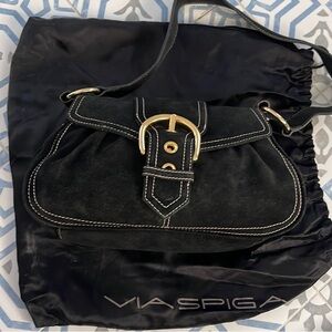 VIA SPIGA BLACK SUEDE BUCKLE BAG
